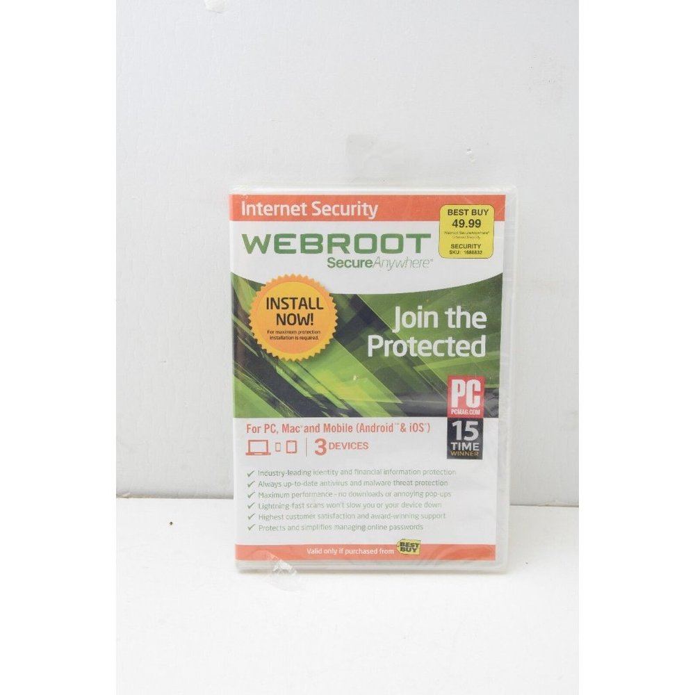 Webroot Secure Anywhere~for PC/Mac/Mobile (Android & iOS)~3 Devices Internet Sec